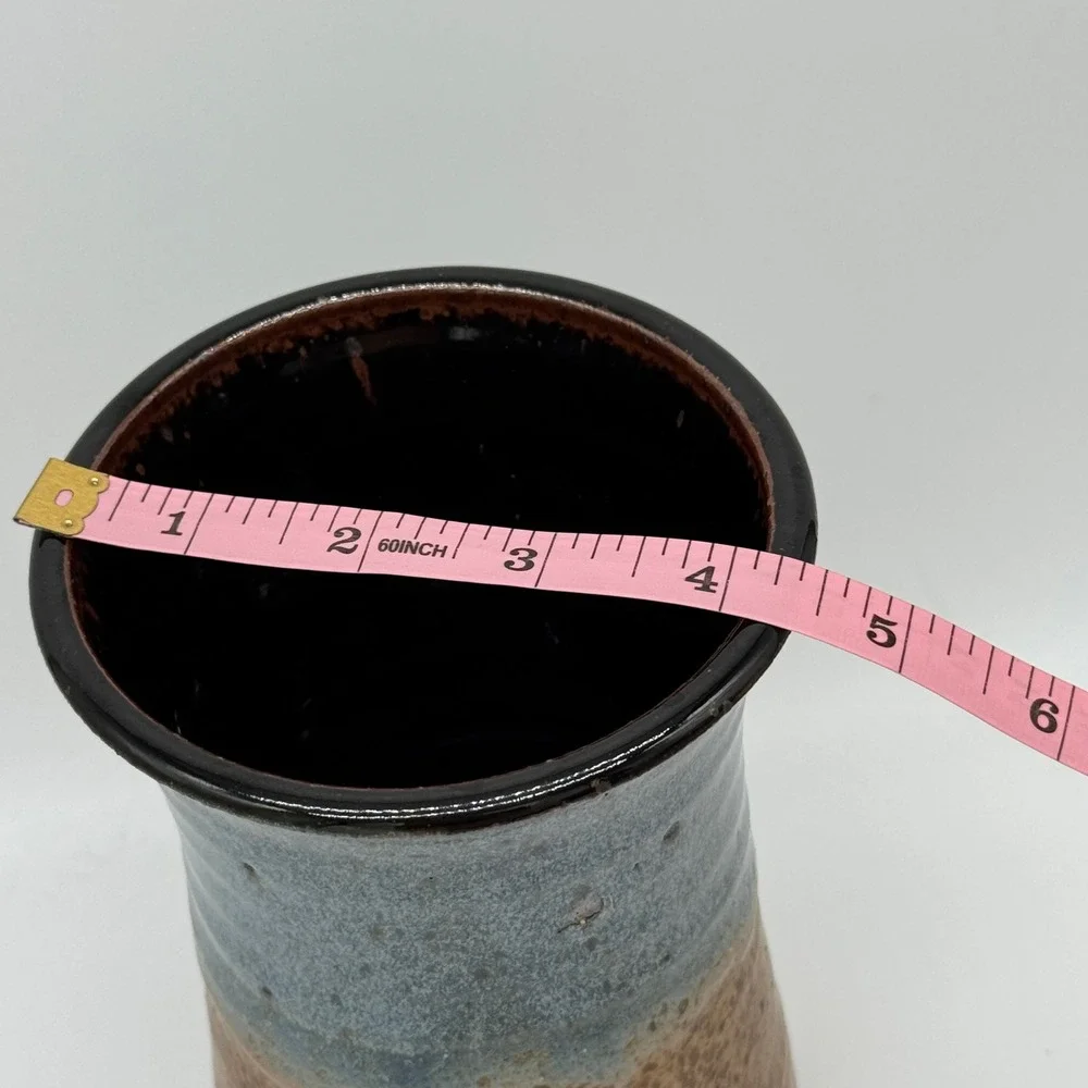 Vintage MARSHALL HYDORN Signed Studio Pottery Blue Drip Glaze Stoneware Vase 7x4